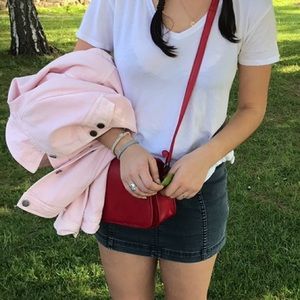 High Waisted Stretchy Denim Mini Skirt